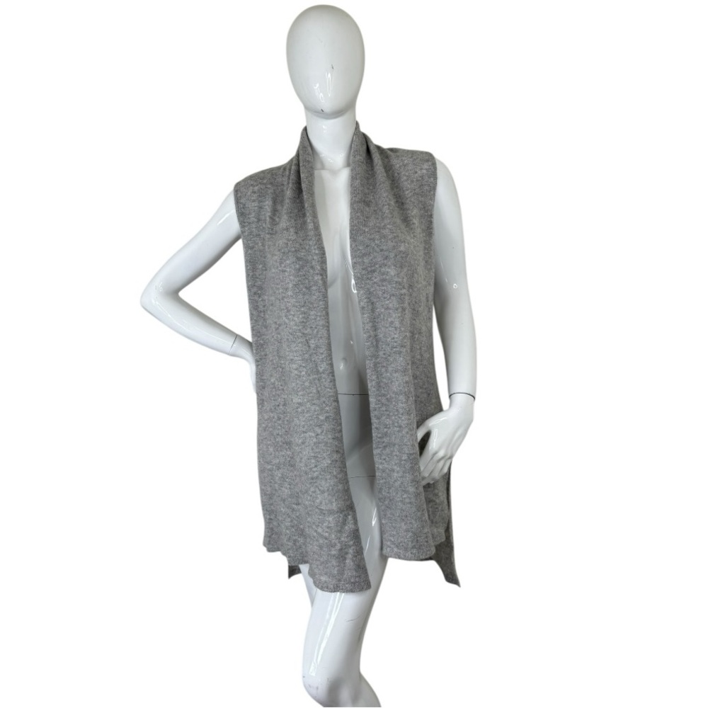 InCashmere Cashmere grey Sleeveless Open Vest sweater cardigan layering piece L - Picture 3 of 17